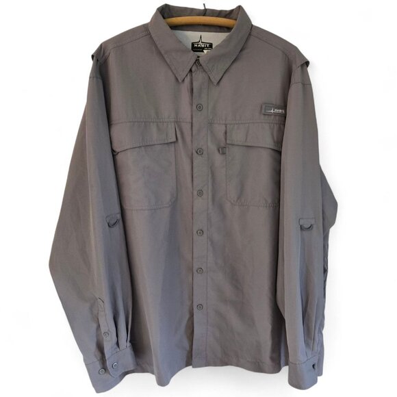 Habit Other - Habit Mens Solar Factor Long Sleeve Fishing Hiking Shirt Vented Grey Brown 2XL